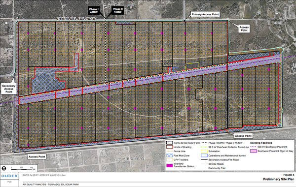 Preliminary site plan of Tierra del Sol Solar Farm