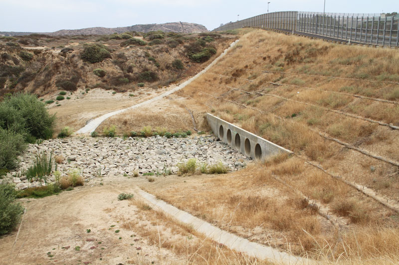 Culvert crossing the U.S.-Mexico border at Yogurt Canyon, California.