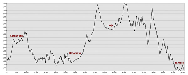 Longitudinal profile of Catacocha-Zamora transect 