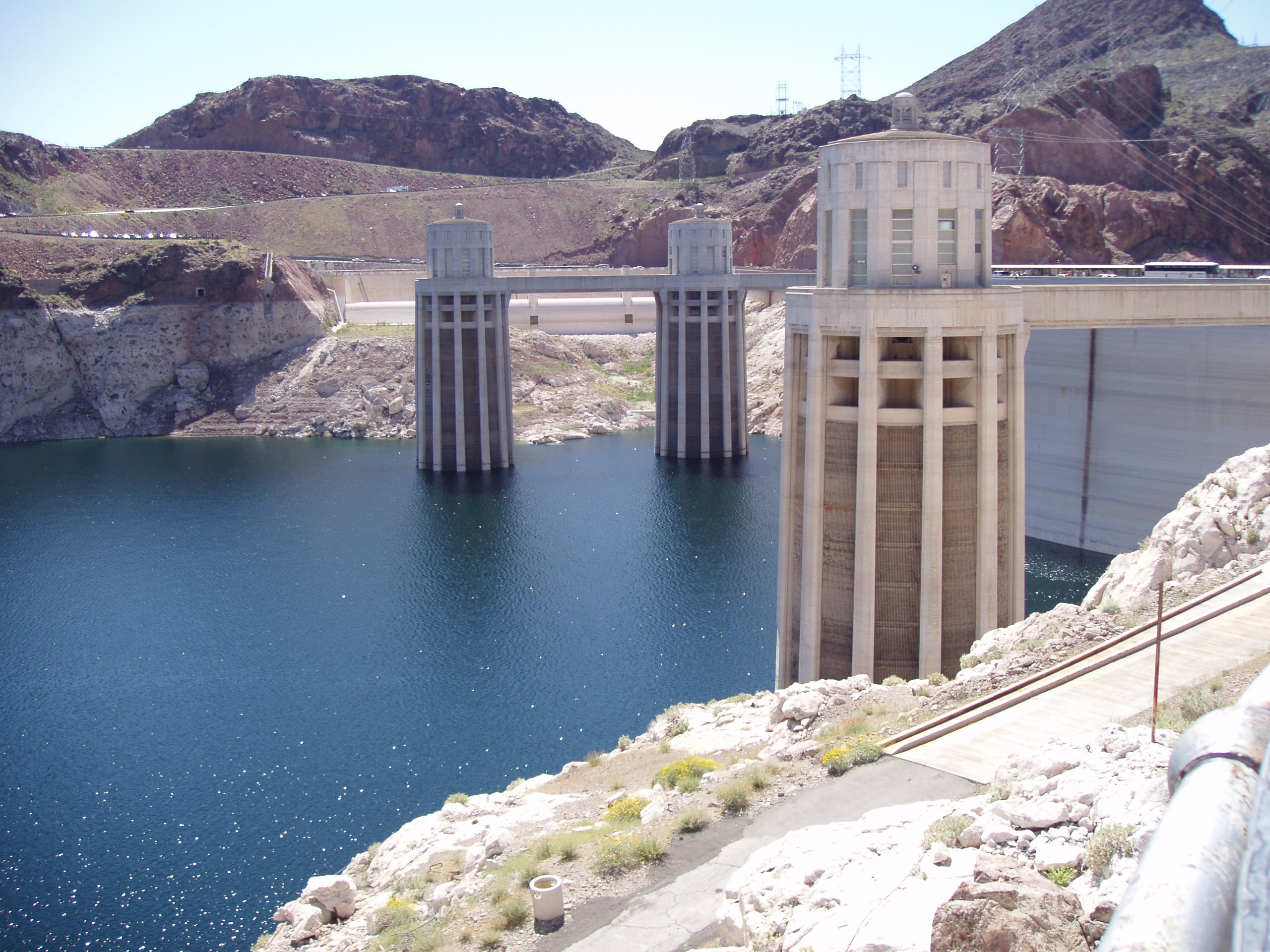 Spillway and intakes of Hover Dam.