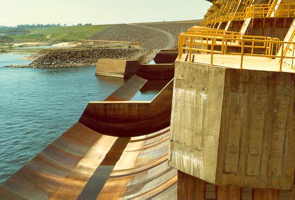 Detail of emergency spillway at Tucurui Dam, Para, Brazil (1988).