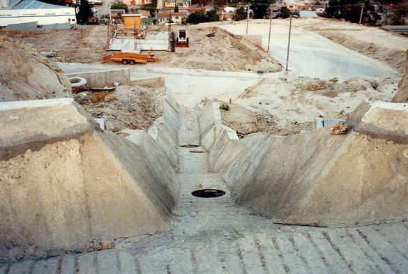 Drainage drop structure in Tijuana, Baja California, Mexico.