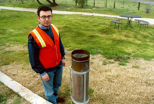 Fadi Khoury at the precipitation gage in Campo, California, March 5, 2005.