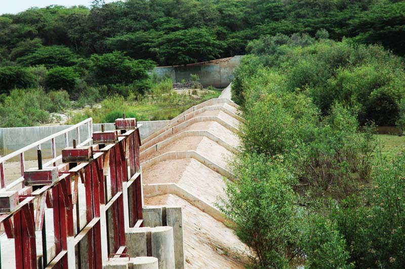 Spillway fuse at La Leche river, Lambayeque, Peru