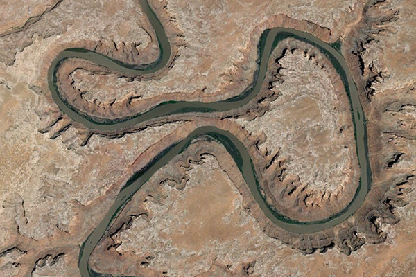 Aerial view of Green River at Bow-tie Bend, Utah  (Google Earth&reg;)