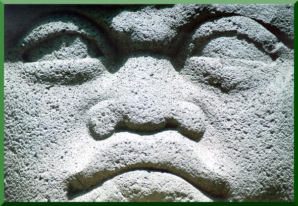 Closeup of Olmeca statue at Parque La Venta